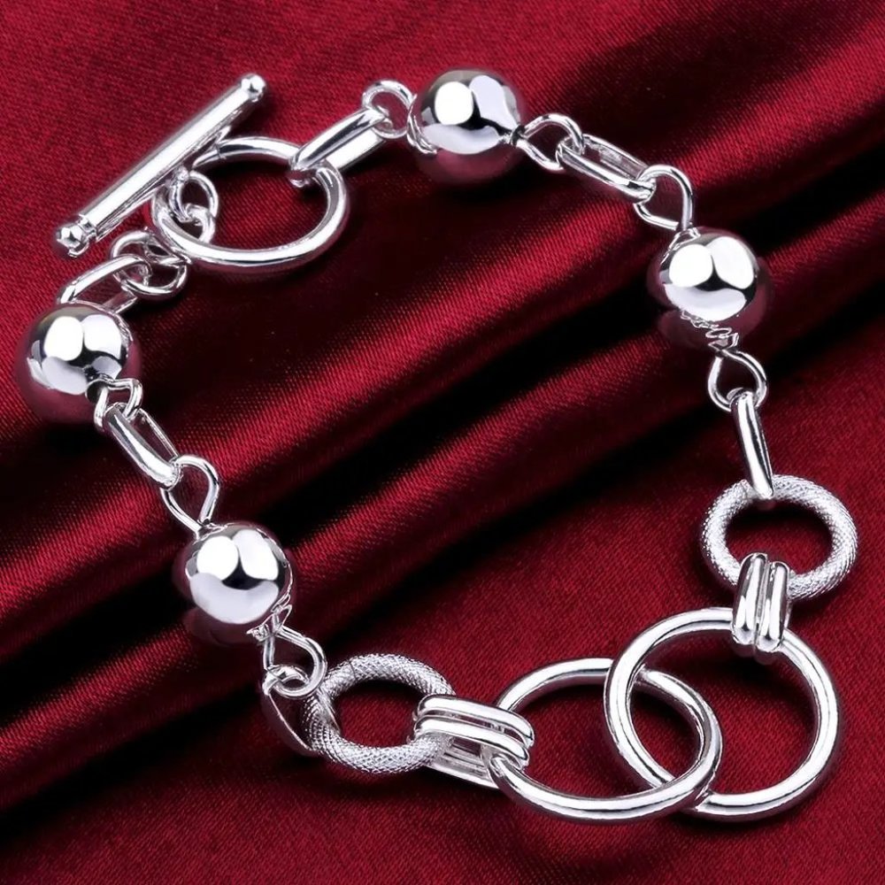 Gorgeous Circles & Beads w/Toggle 7.5 Inch Long Bracelet - Picture 3 of 6